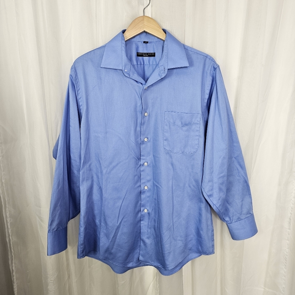 Geoffrey Beene Fitted Men's Long Sleeve Dress Shirt LIght Blue Large